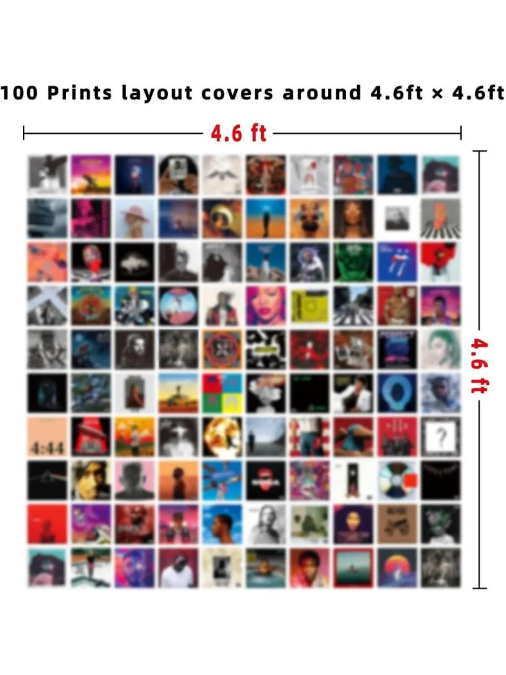 100 Pcs 5x5 Inch Wall Collage Kit | Music, Album Cover & Rapper Posters for